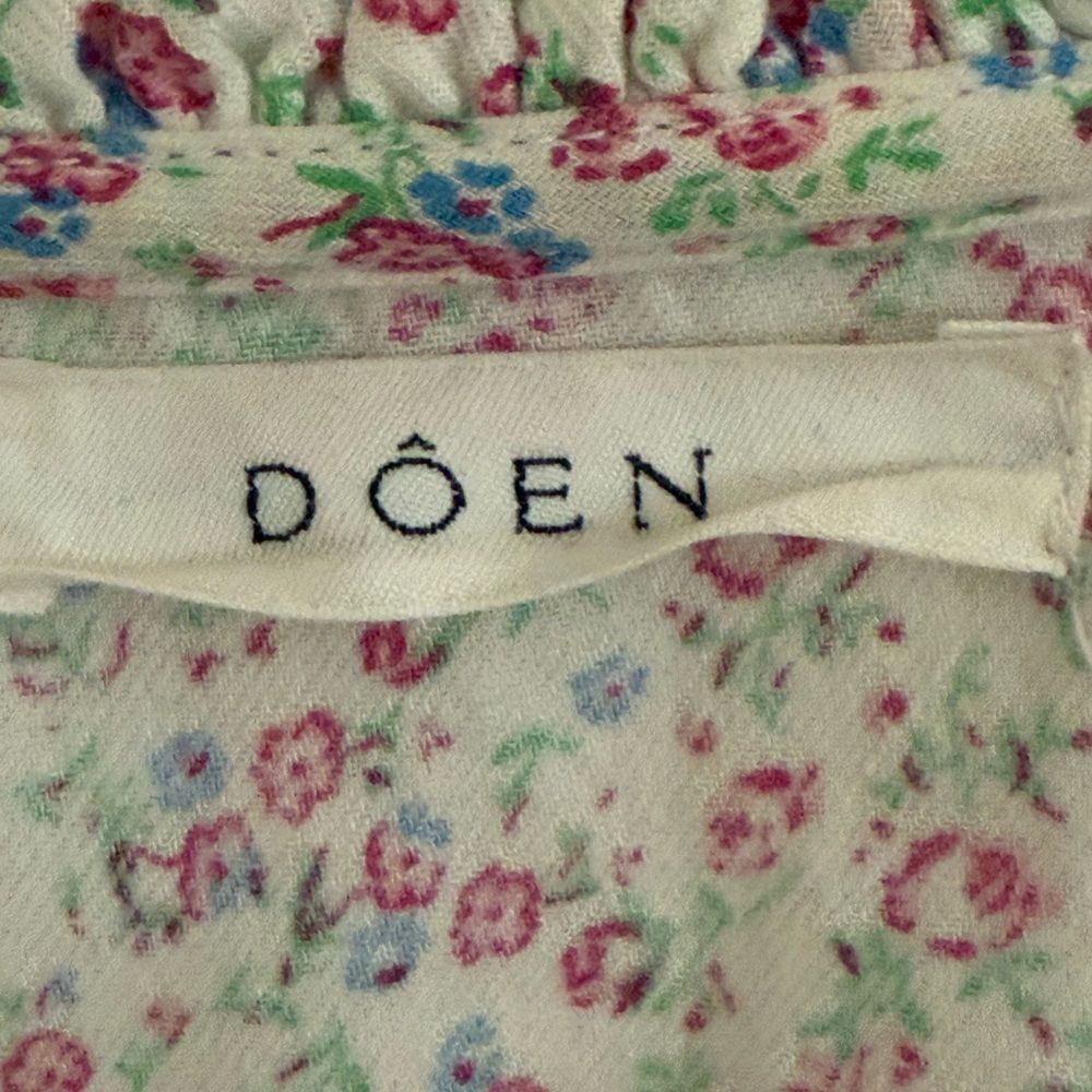 Doen Morning Glory NightgownFloral Ruffle Dress - Cream and Pink - Picture 3 of 6